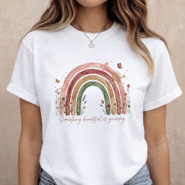 Camiseta Anúncio de Bebê Arco-íris Revelação de Gravidez