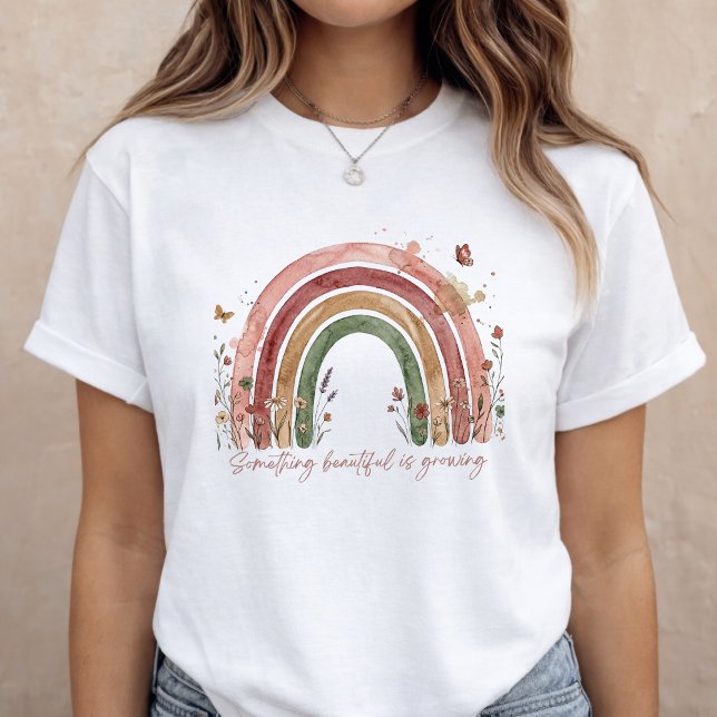 Camiseta Anúncio de Bebê Arco-íris Revelação de Gravidez (Criador carregado)