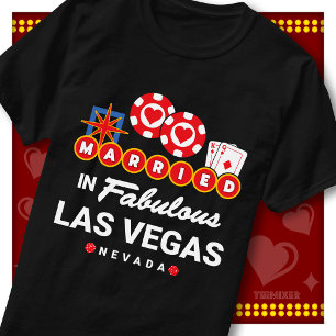 Camiseta Anúncio de Casamento em Las Vegas Casal Casado