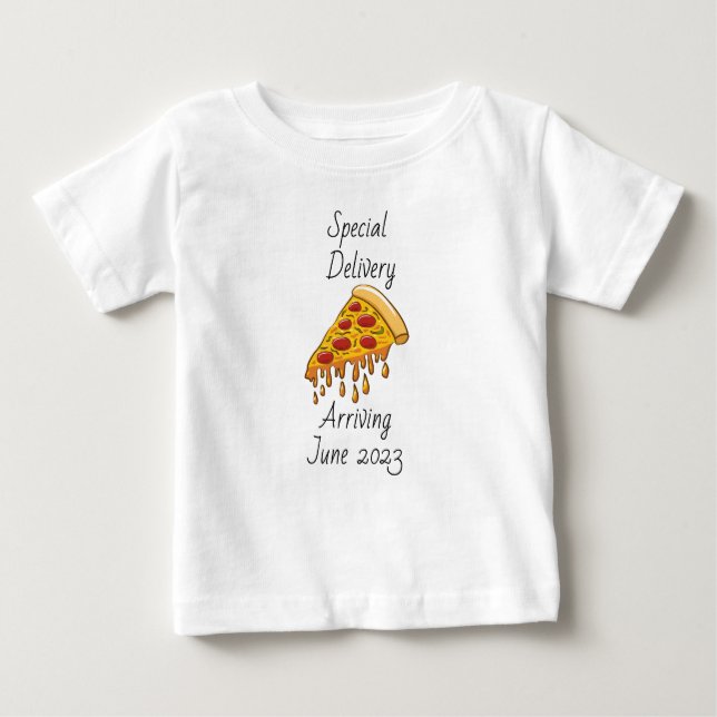 Camiseta Anúncio de entrega especial Pizza Baby (Frente)