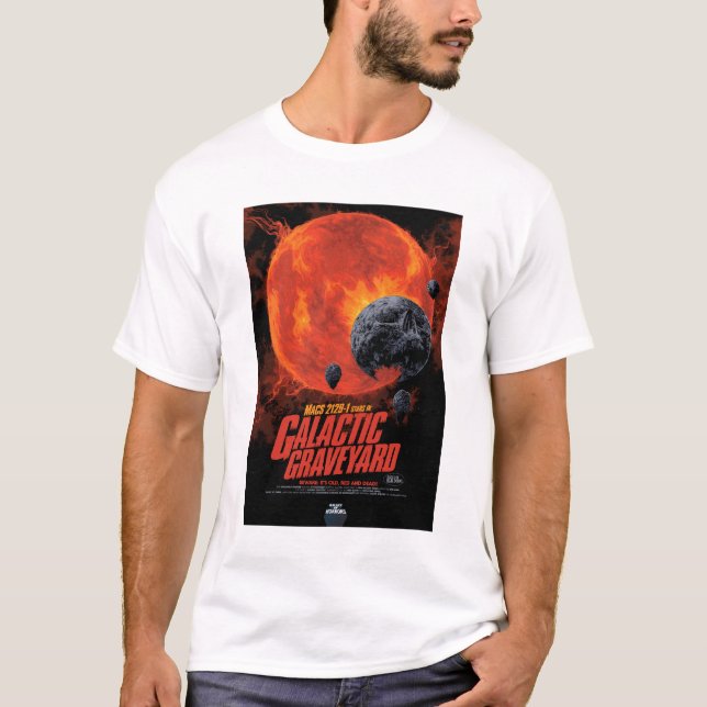 Camiseta Anúncio de Filme de Horror SciFi, Cemitério Galáti (Frente)
