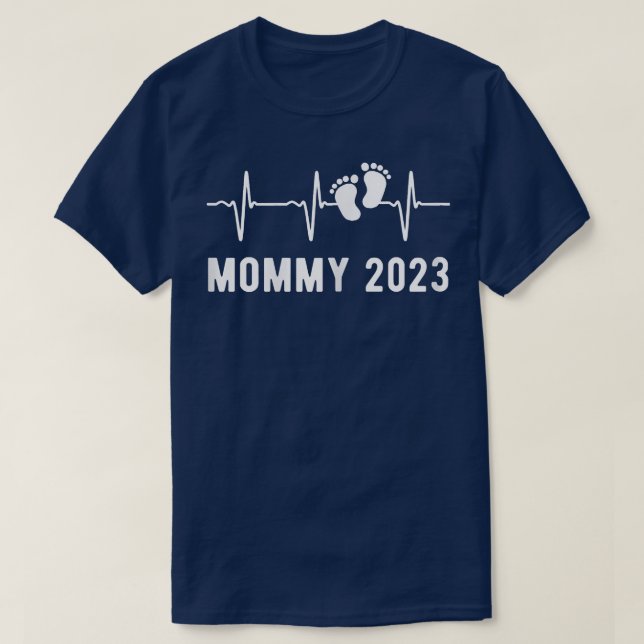 Camiseta Anúncio de gravidez com batimento cardíaco 2023 Ma (Frente do Design)