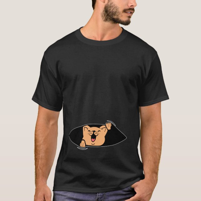 Camiseta Anúncio de Gravidez com Gato Mãe Grávida Lo (Frente)