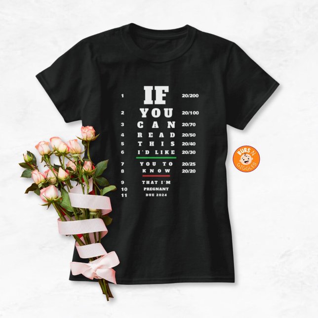 Camiseta Anúncio de Gravidez com Tema de Tabela de Olhos pa (Criador carregado)