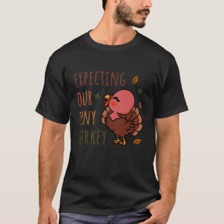 Camiseta Anúncio de Gravidez de Ação de Graças Tiny Turkey 