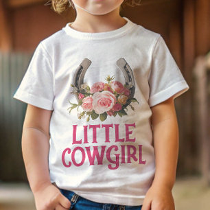 Camiseta Anúncio de Gravidez de Bebê Cowgirl Floral