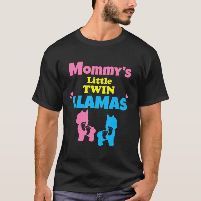 Camiseta Anúncio de Gravidez de Lhamas Gêmeas para Mulheres (Frente)