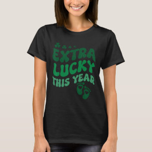 Camiseta Anúncio de Gravidez Extra Sortudo Dia de São Patrí