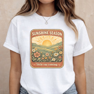 Camiseta Anúncio de Gravidez Floral Revelação de Bebê de Ve