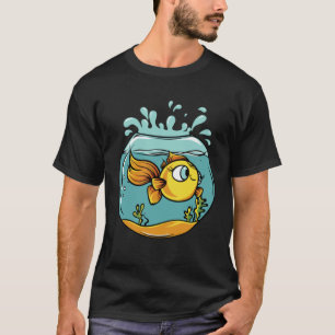 Camiseta Anúncio de Gravidez Gráfico com Aquário de Peixe D