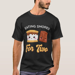 Camiseta Anúncio de Gravidez Kawaii Comendo Smores para Doi