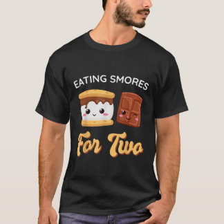 Camiseta Anúncio de Gravidez Kawaii Comendo Smores para Doi