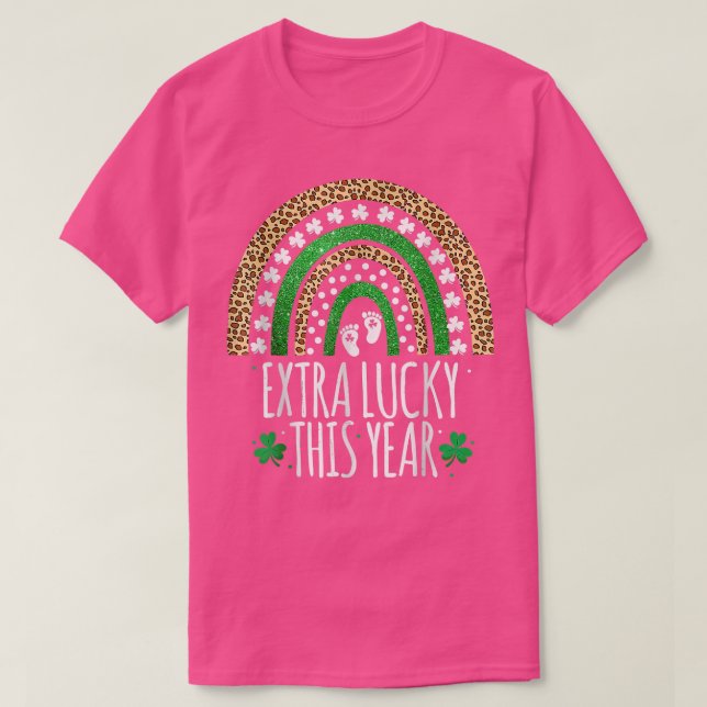 Camiseta Anúncio de gravidez Lucky Leopard Rua Rainbow Pa (Frente do Design)