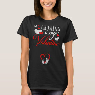Camiseta Anúncio de Gravidez Nova Mãe Crescendo Meu Valenti