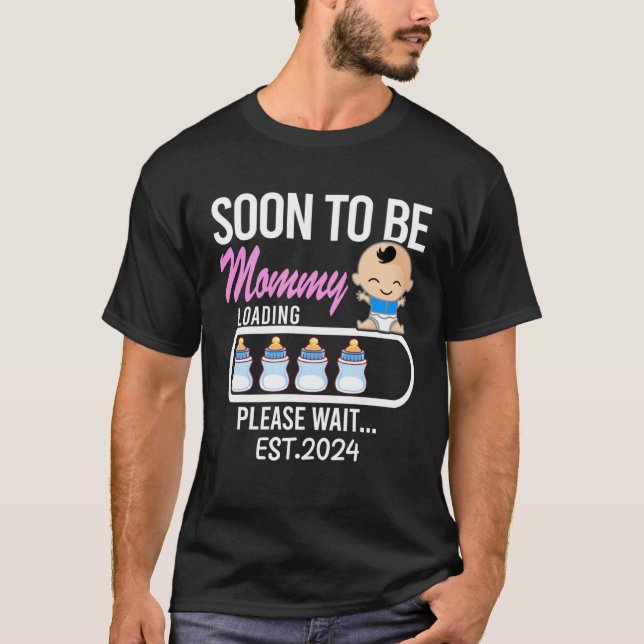 Camiseta Anúncio De Gravidez Para A Mãe Ser Mãe Em Breve (Frente)