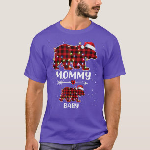 Camiseta Anúncio de Gravidez Polar de Mamãe do Urso Xadrez 
