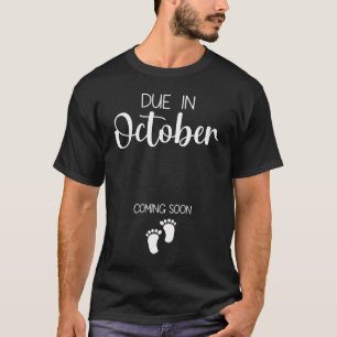 Camiseta Anúncio De Gravidez Previsto Em Outubro De Dia de