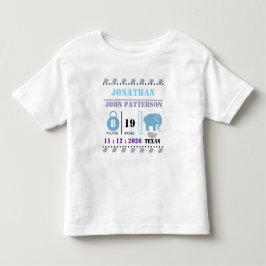 Camiseta Anúncio de Nascimento de Elefante Bebê Azul Fofo
