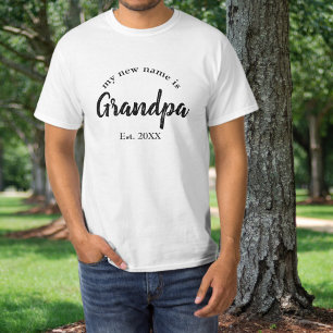 Camiseta Anúncio de novo neto para o vovô no ano de estabel