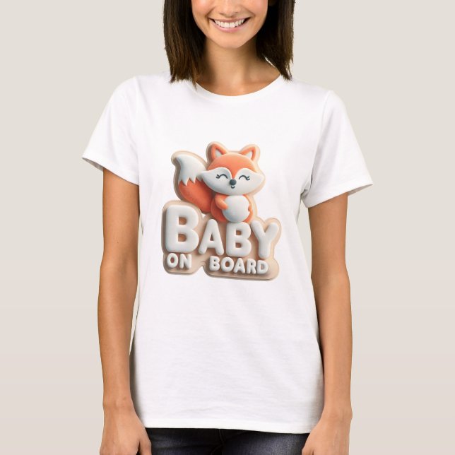 Camiseta Anúncio do bebê a bordo - Fox-Themed (Frente)