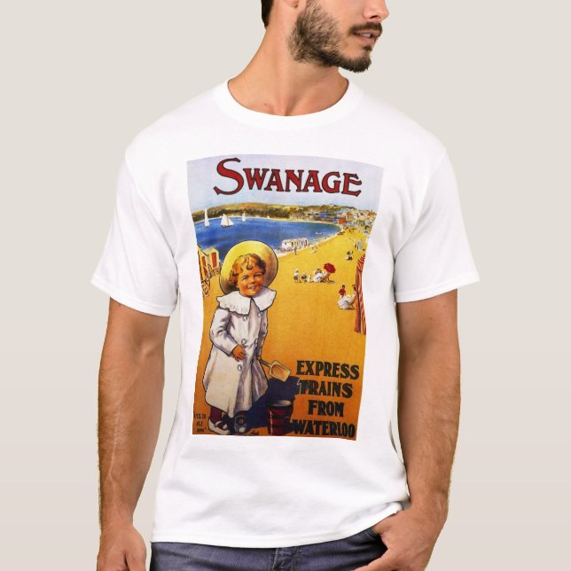 Camiseta Anúncio do beira-mar de Inglaterra Swanage do (Frente)