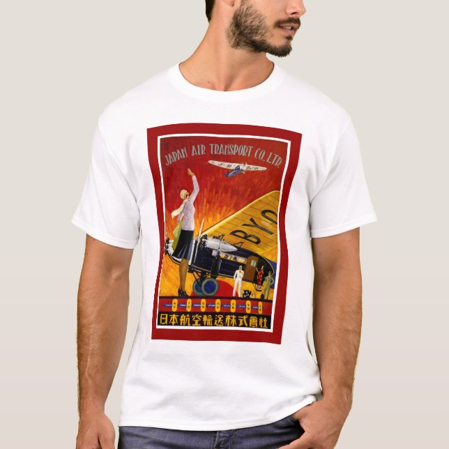 Camiseta Anúncio japonês da linha aérea do vintage (Frente)
