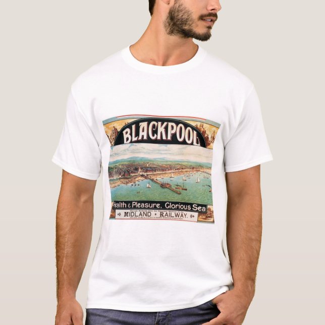 Camiseta Anúncio Railway Blackpool Inglaterra Reino Unido (Frente)