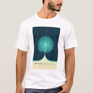 Camiseta Anúncio Sci-Fi, Relógio Atômica Azul, Espaço Profu