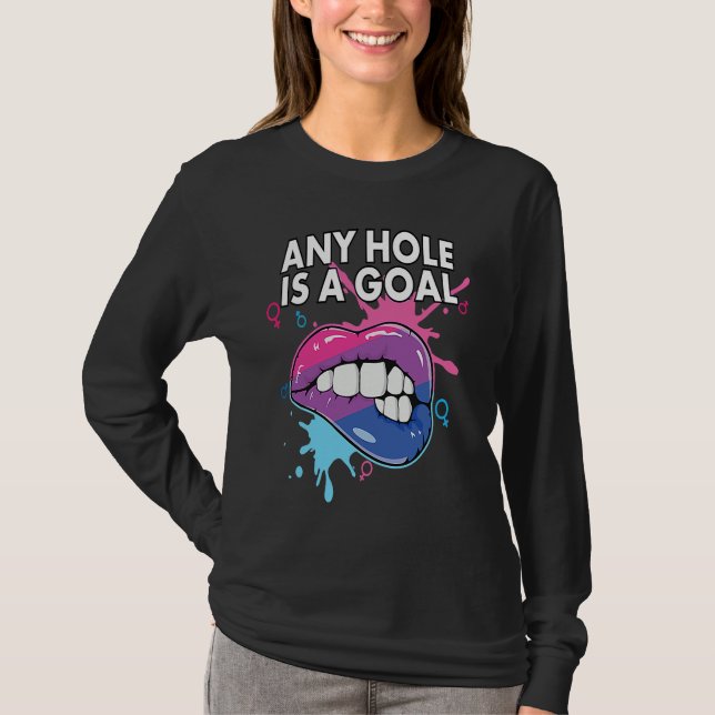 Camiseta Any Hole Is A Goal Bisexual Rainbow Pride Bisexual (Frente)
