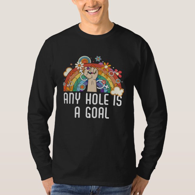 Camiseta Any Hole Is A Goal Bisexual Rainbow Pride Bisexual (Frente)