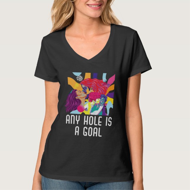 Camiseta Any Hole Is A Goal Bisexual Rainbow Pride Bisexual (Frente)