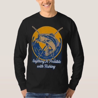 Camiseta Anything Possible with Fishing Motivational Quote