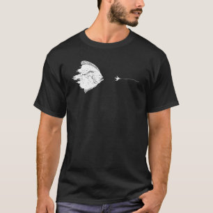 Camiseta Anzol de pesca com mosca gráfico Linha Peixe solha