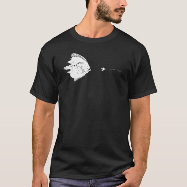 Camiseta Anzol de pesca com mosca gráfico Linha Peixe solha (Frente)