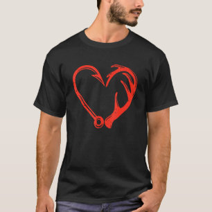 Camiseta Anzol de Pesca em Coração Dia dos Namorados Pescad