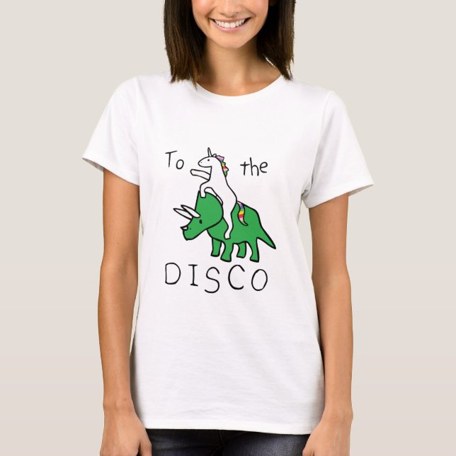 Camiseta Ao disco (Triceratops da equitação do unicórnio) (Frente)