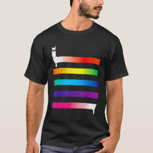 Camiseta Ao longo de um arco-íris de lhama colorido