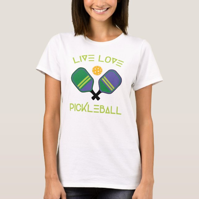 Camiseta 😍 ao vivo, amor, picleball  (Frente)