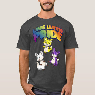 Camiseta Ao Vivo Com Orgulho Kawaii Não-Binário E Genderque