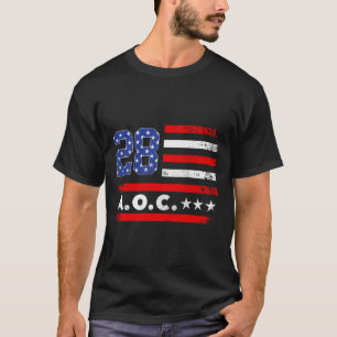 Camiseta Aoc 2028 A.c. 2028 Para Presidente Americano Flag 