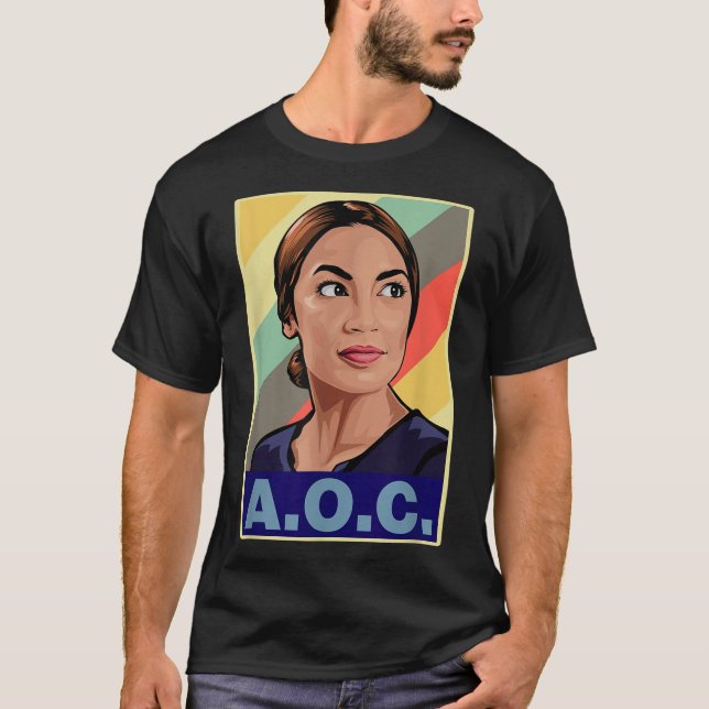 Camiseta Aoc Alexandria Ocasio-cortez Primeiro Presidente F (Frente)