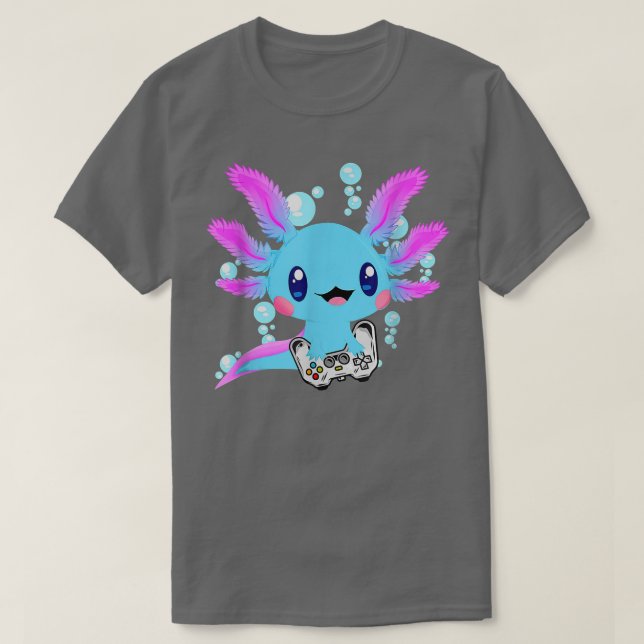 Camiseta Aolotl Fish Playing Video Games Lizard  (Frente do Design)