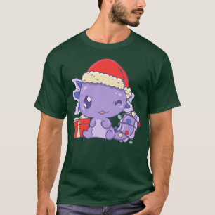 Camiseta Aolotl Santa Hat Xmas Luzes Cute Kawaii Aolotl Ch