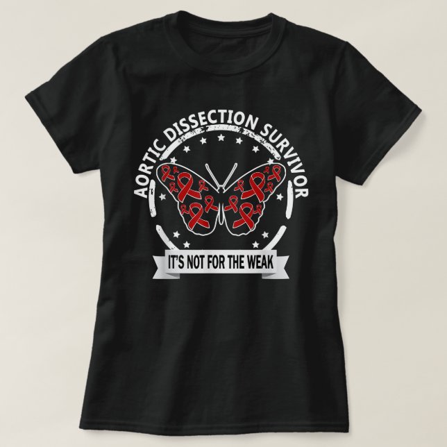 Camiseta Aortic Dissection Survivor, red-ribbon raising awa (Frente do Design)