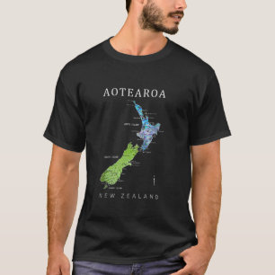 CAMISETA AOTEAROA NOVA ZELÂNDIA KIWI MAPA FERN PAUA