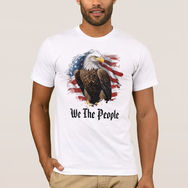 Camiseta *~* AP27 Patriótico Americano Flag Bald Eagle Men (Frente)