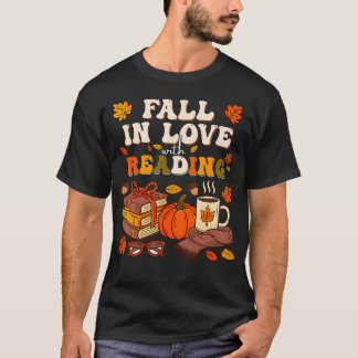 Camiseta Apaixone-se pela Leitura Outono Bibliotecária Cute