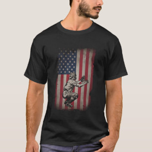 Camiseta Apanhador de Beisebol Bandeira Americana Usa Patri