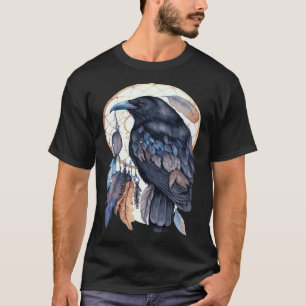 Camiseta Apanhador de Sonhos de Corvo Tribal Aquarela Corvo