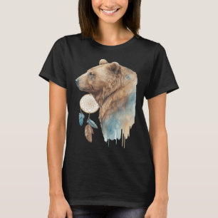 Camiseta Apanhador de Sonhos Urso Tribal Aquarela Urso